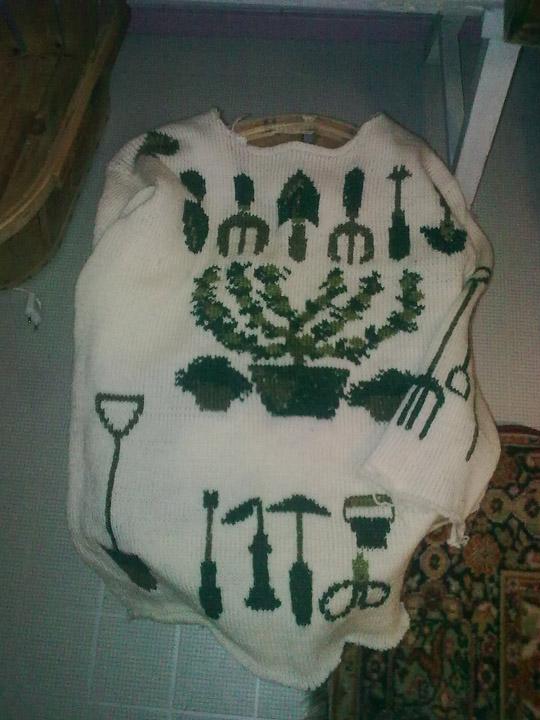 Anneli Salo: puutarha-aiheinen kirjonta neuleeseen