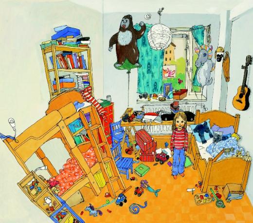 Ulla. Kuvitusta kirjasta Mennään jo kotiin, kuvittaja Salla Savolainen.