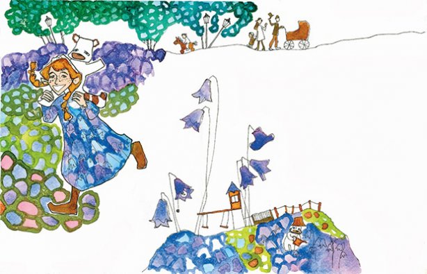 Tyttö ja pesukarhu. Kuva: Meeri Hentilä.