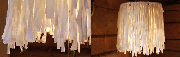 Matonkuteista lampunvarjostimia. Kuva: Strömsö, Yle Matonkuteista lampunvarjostimia. Kuva: Strömsö, Yle