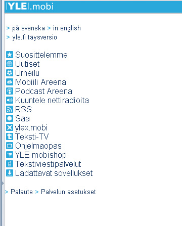 mobin päävalikko