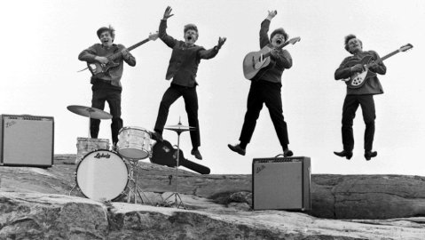 Pop-yhtye Eero ja Jussi and The Boys. Kaj Westerlund, Jussi Raittinen, Eero Raittinen ja Lasse Kvist.