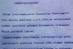 Kuva: Kekkosen erol��k�rintodistus. YLE kuvanauha.