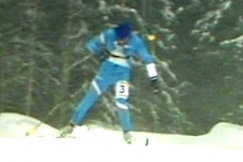 Kuva: Hannu Koponen hiihtosuunnistuksen MM-viestiss�. (1988) YLE kuvanauha.