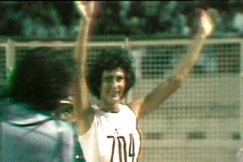 Kuva: Irene Szewinska tuulettaa. (1974) YLE kuvanauha.