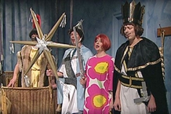 Kuva: L�pivedon n�yttelij�t tiernapoikina. YLE kuvanauha. 