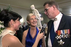 Kuva: Sirkka Mertala ja Matti Vanhanen Linnan juhlissa 2008. YLE kuvanauha. 