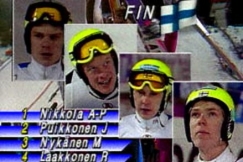 Kuva: Suomen m�kihyppyjoukkue. (1989) YLE kuvanauha.