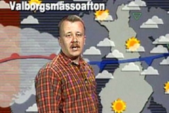 Bild: Juha F�hr framf�r v�derkarta, YLE bildband, 1993