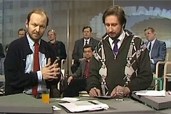 Kuva: Markku Laukkanen ja Jyrki Richt juontavat Ajankohtaisen kakkosen teemailtaa. 