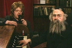 Kuva: Kanttori Anders G�rderood (Timo Kahilainen) ja Tikkurilan srk:n nuorisomuusikko Ingemar Stenmark (Heikki Silvennoinen urkujen ��rell�. YLE kuvanauha.