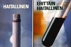 Kuva: Kuva savukkeesta ja koeputkesta, jossa on nikotiinia. YLE kuvanauha.