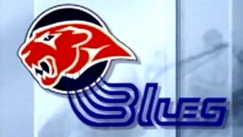 Kuva: HIFK:n ja Bluesin joukkuetunnukset (1999). Yle kuvanauha.