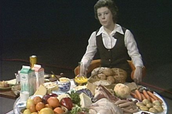 Kuva: Ritva Sepp�nen esittelee ruokaympyr�� (1972). YLE kuvanauha.