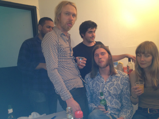 The kids five minutes after the the gig. Broken amplifiers made me almost contract aids. But we made it through. The strange speaking people of Paris were very nice... (Lapset viisi minuuttia keikan jälkeen.)
