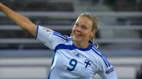 Jalkapalloilija Laura Österberg Kalmari, naisten EM-turnaus 2009. Kuva: YLE 